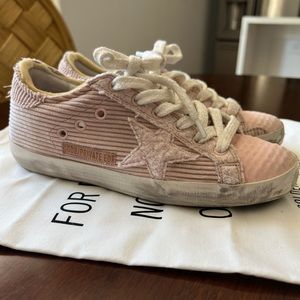 Barley worn size 37 pink corduroy golden goose sneakers